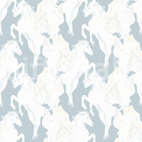 Ethereal Winged Horses on Soft Blue Wallpaper⁠