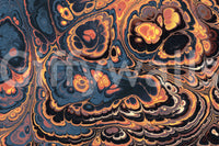 Dark Blue Marble with Fiery Orange Veins Wall Mural