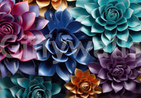 Sculptural Floral Layers in Jewel Tones Wall Mural