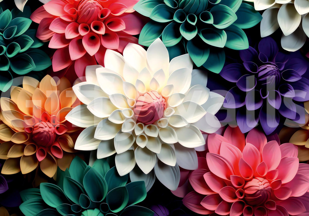 Layered Petal Botanical Abstract Composition Wall Mural