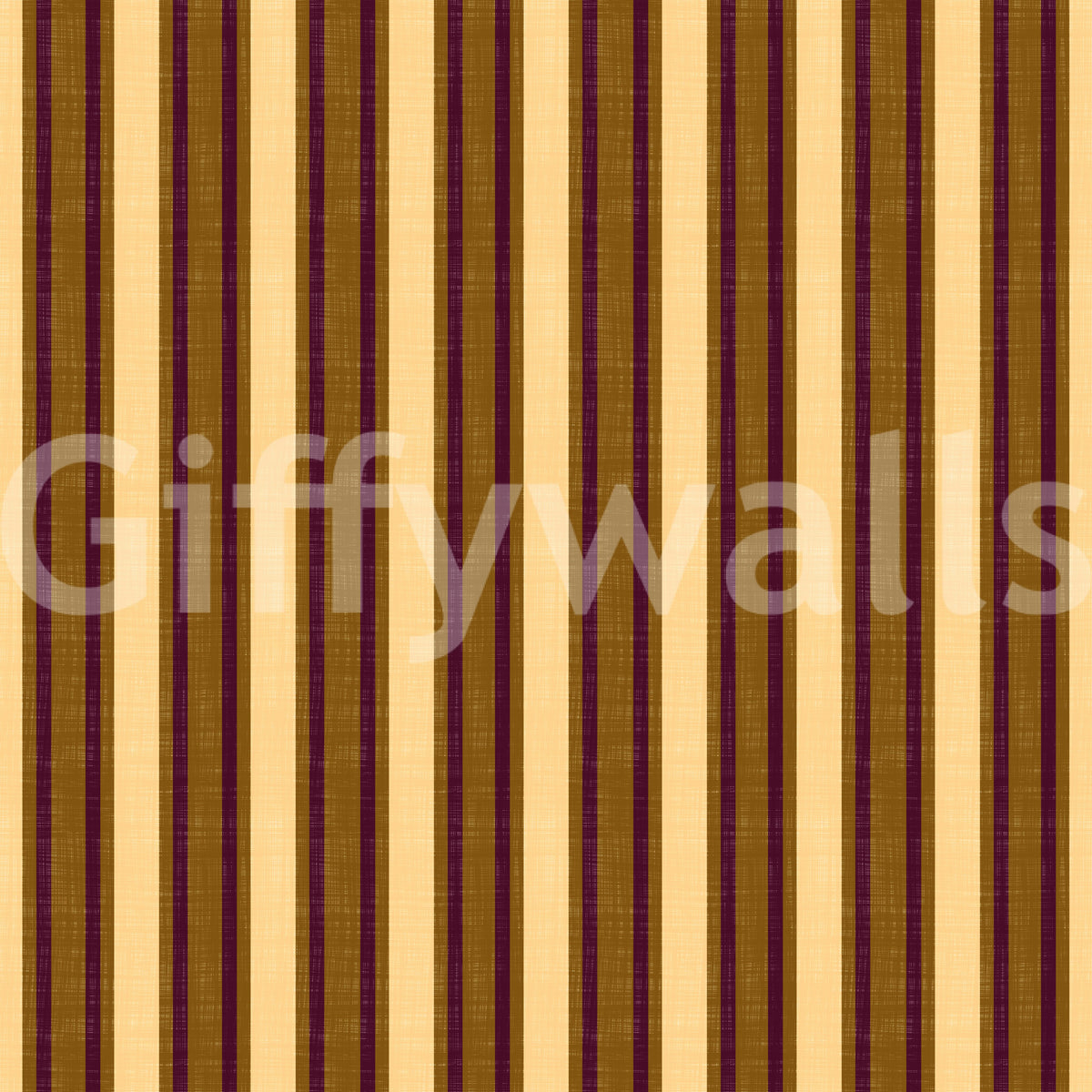 Ivy League Faux Linen Vertical Stripes - Butter Mustard And Burgundy Wallpaper⁠