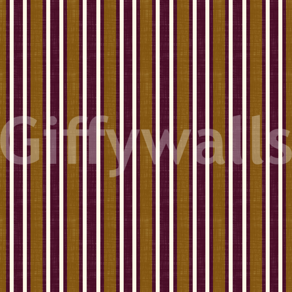 Ivy League Faux Linen Vertical Stripes - Burgundy Mustard And Cream Wallpaper⁠