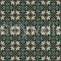Midnight Botanical Geometric Grid Wallpaper⁠