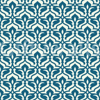 Indigo Damask Lattice Pattern Wallpaper⁠
