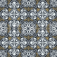 Midnight Arabesque Tile Repeat Wallpaper⁠