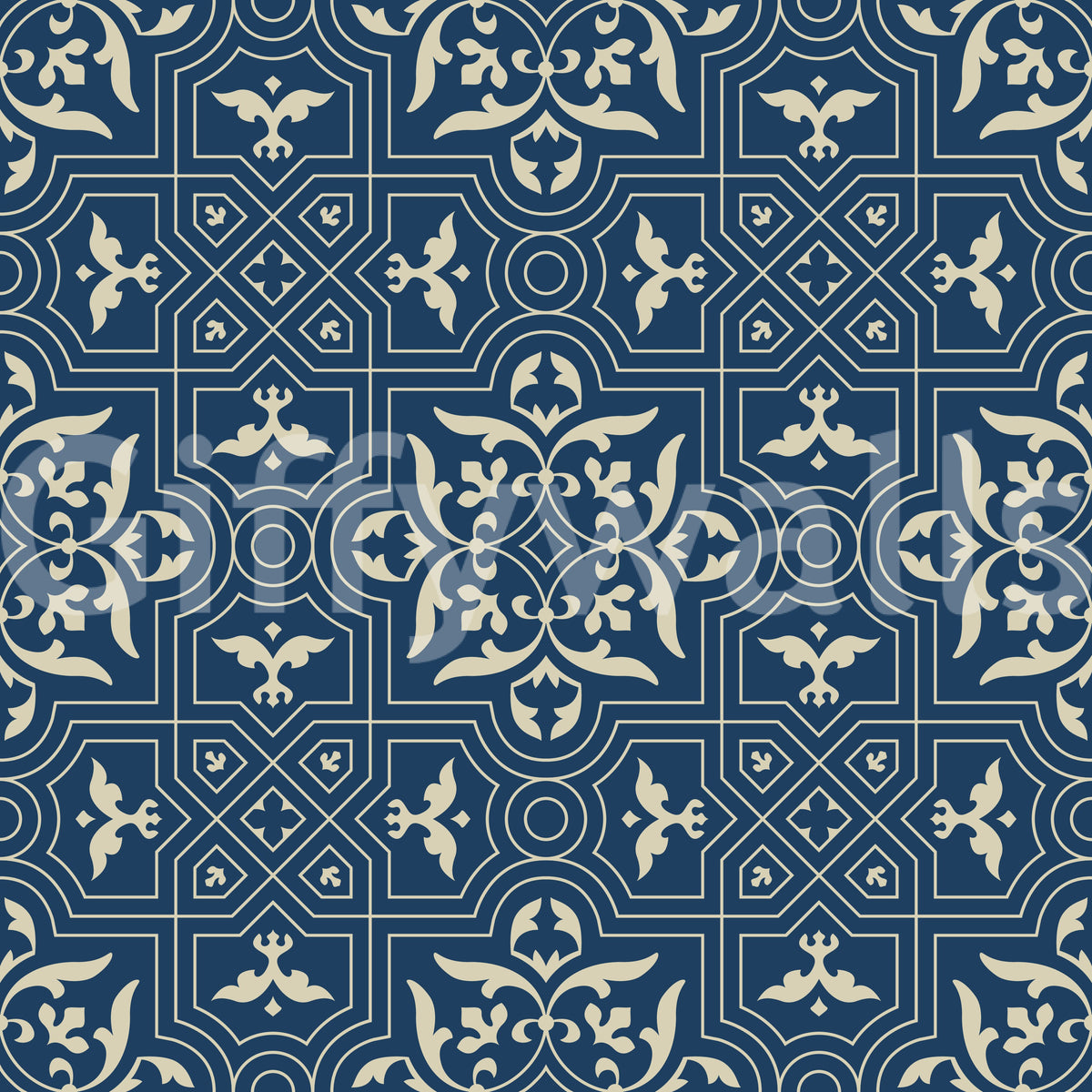 Midnight Damask Geometric Tile Wallpaper⁠