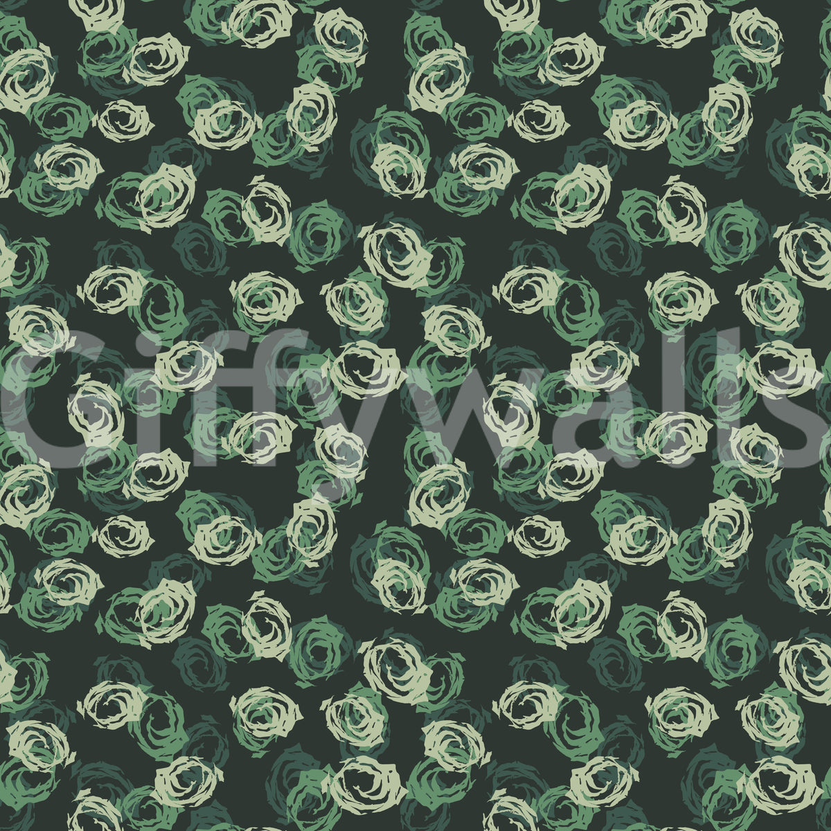 Minimalist Forest Green Swirls Wallpaper⁠