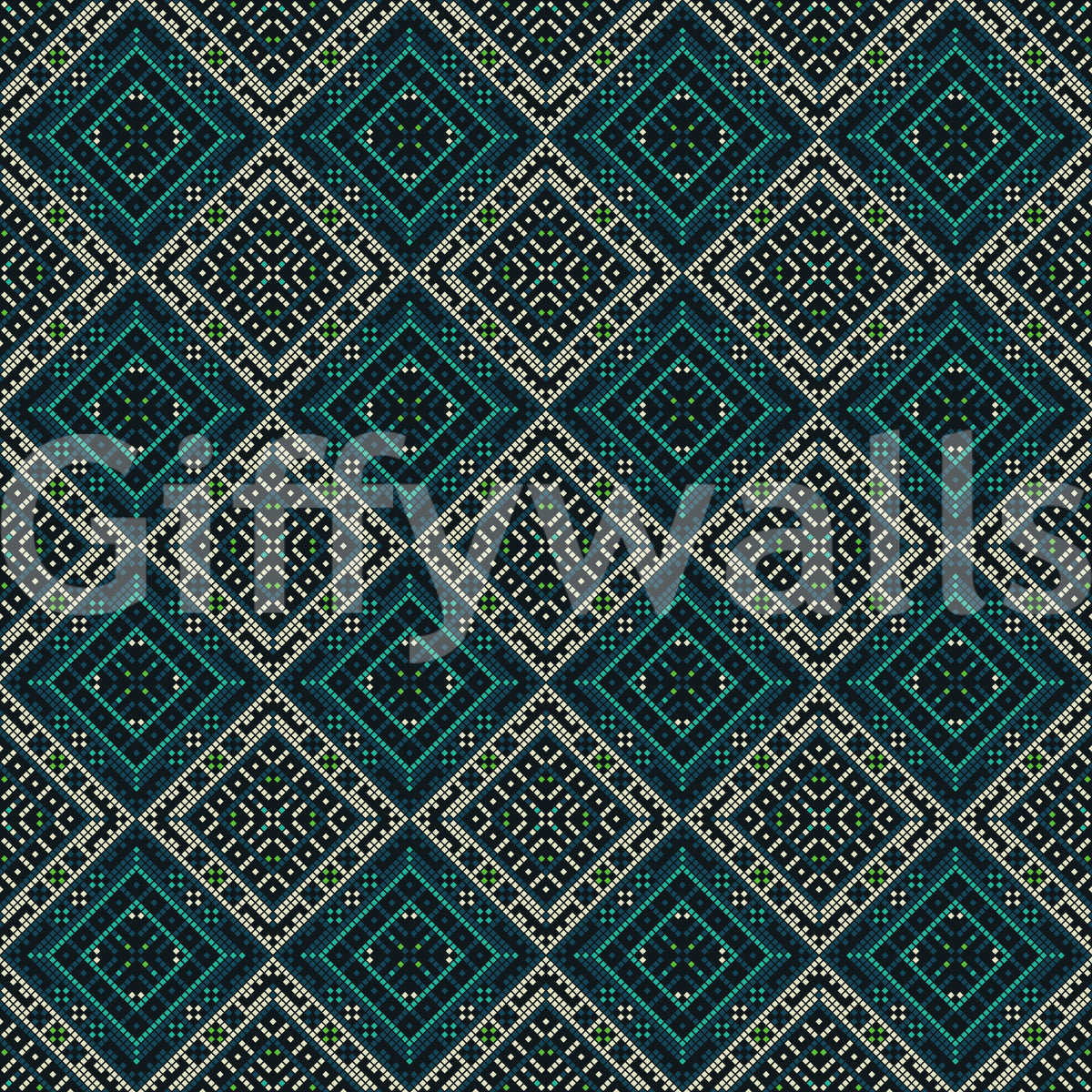 Geometric Pixel Diamond Grid Wallpaper⁠