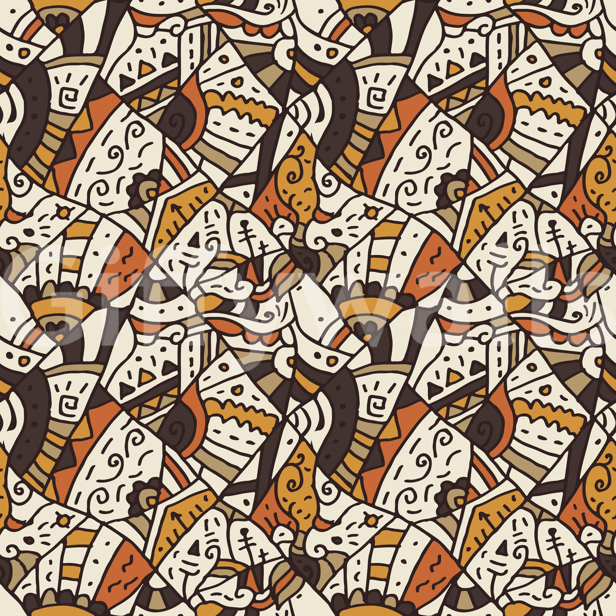Abstract Tribal Spirals and Shapes Wallpaper⁠