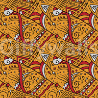 Tribal Ochre Geometric Pattern Wallpaper⁠