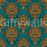 Graphic Mask Motif Pattern Wallpaper⁠