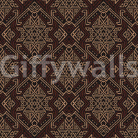Ancient Geometric Brown Tribal Motif Wallpaper⁠