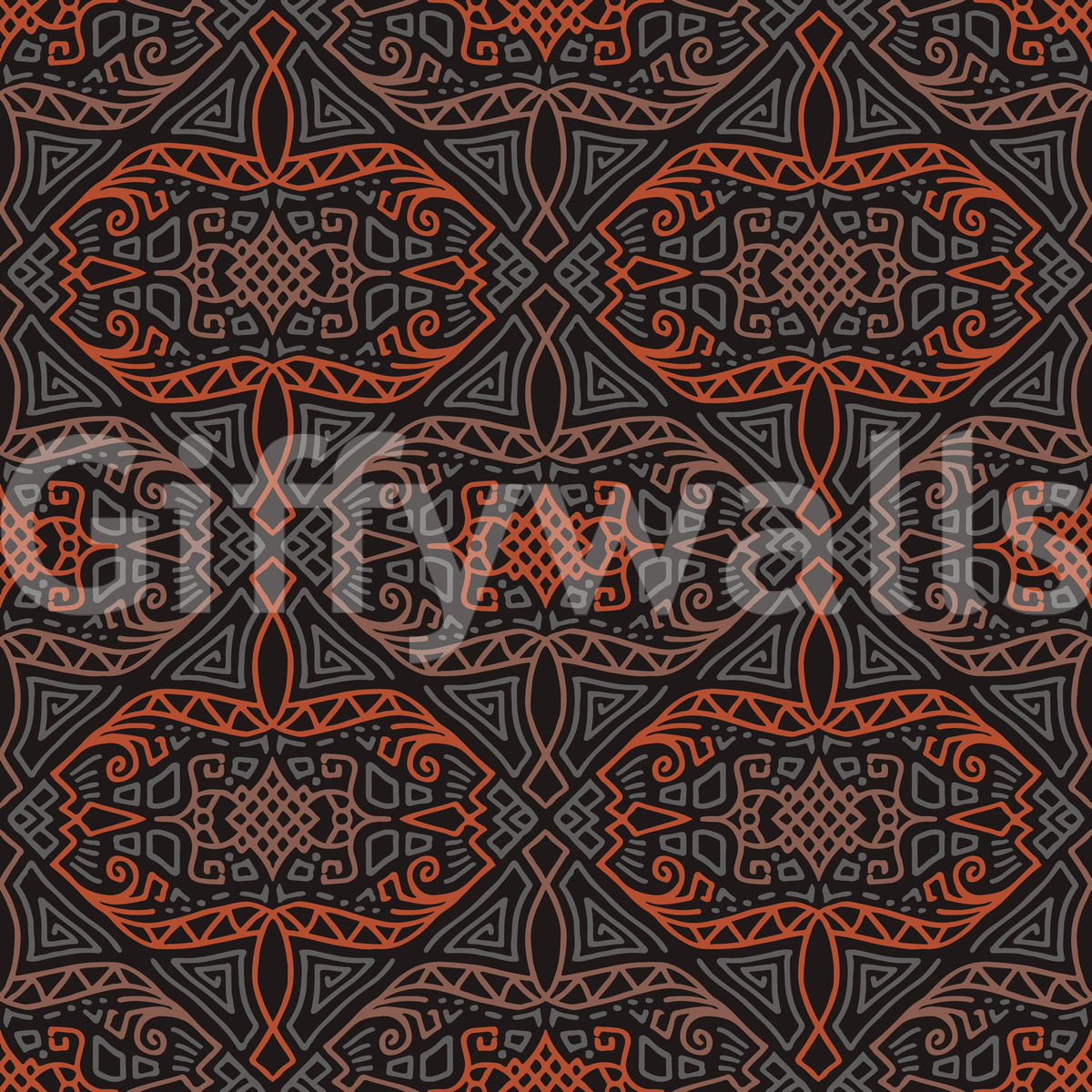 Abstract Charcoal and Terracotta Lines Wallpaper⁠