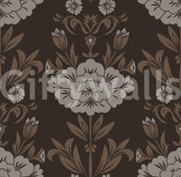 Choco Floral Damask Motif Wallpaper⁠