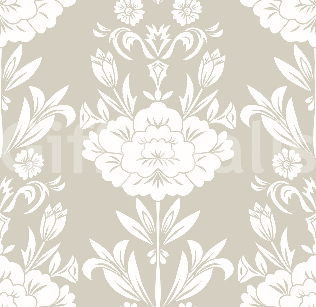Minimalist Floral Damask Motif Wallpaper⁠