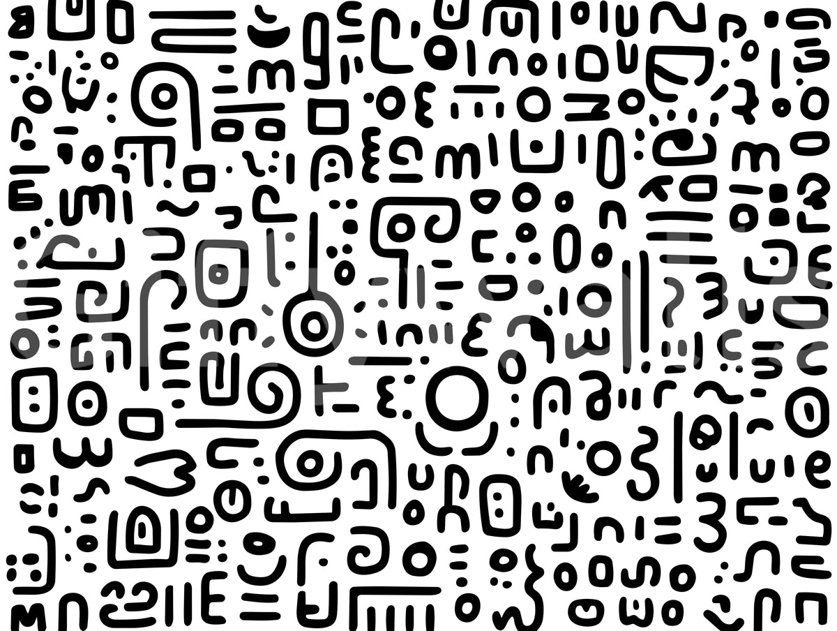 Minimalist Black and White Doodle Art Wall Mural