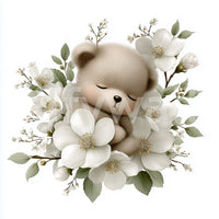 Sleeping Bear in White Blossom Wall Mural