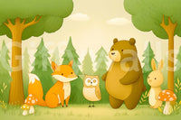 Friendly Woodland Animal Gathering Wall Mural