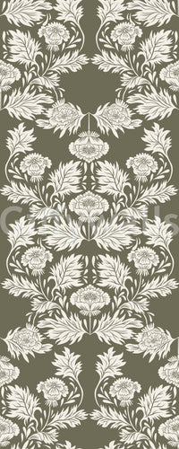 Muted Sage Traditional Floral Pattern Wallpaper⁠