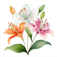 Watercolor Botanical Lily Trio Wall Mural