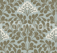 Minimalist Sage Leaf and Berry Pattern Wallpaper⁠