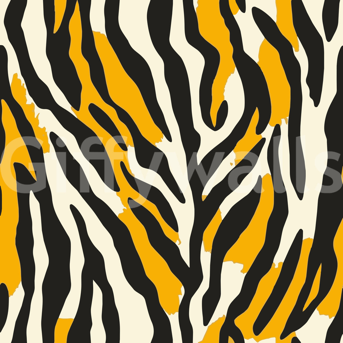 Contemporary Ochre Zebra Stripe Pattern Wallpaper⁠