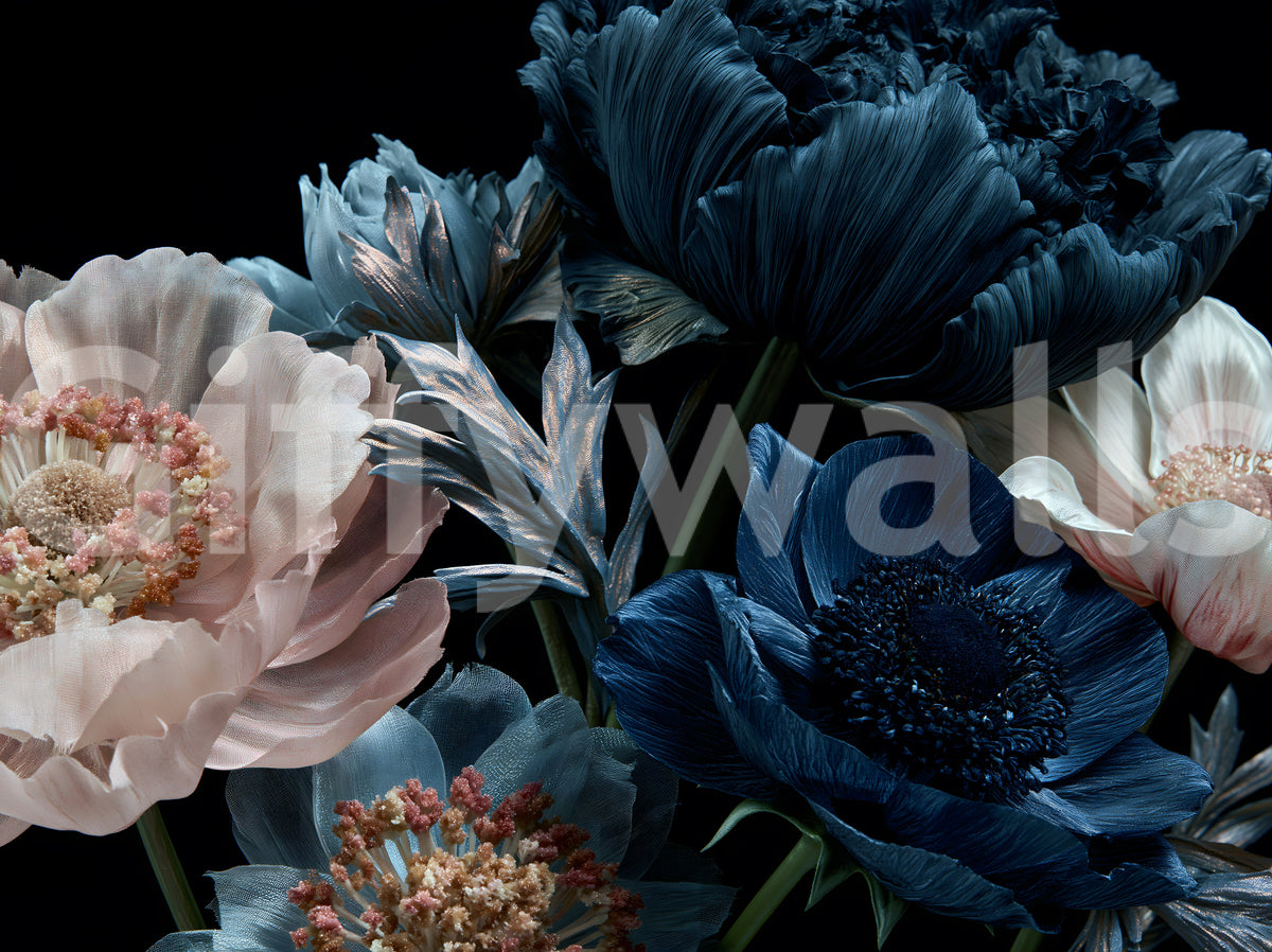Midnight Peony Bouquet Wall Mural