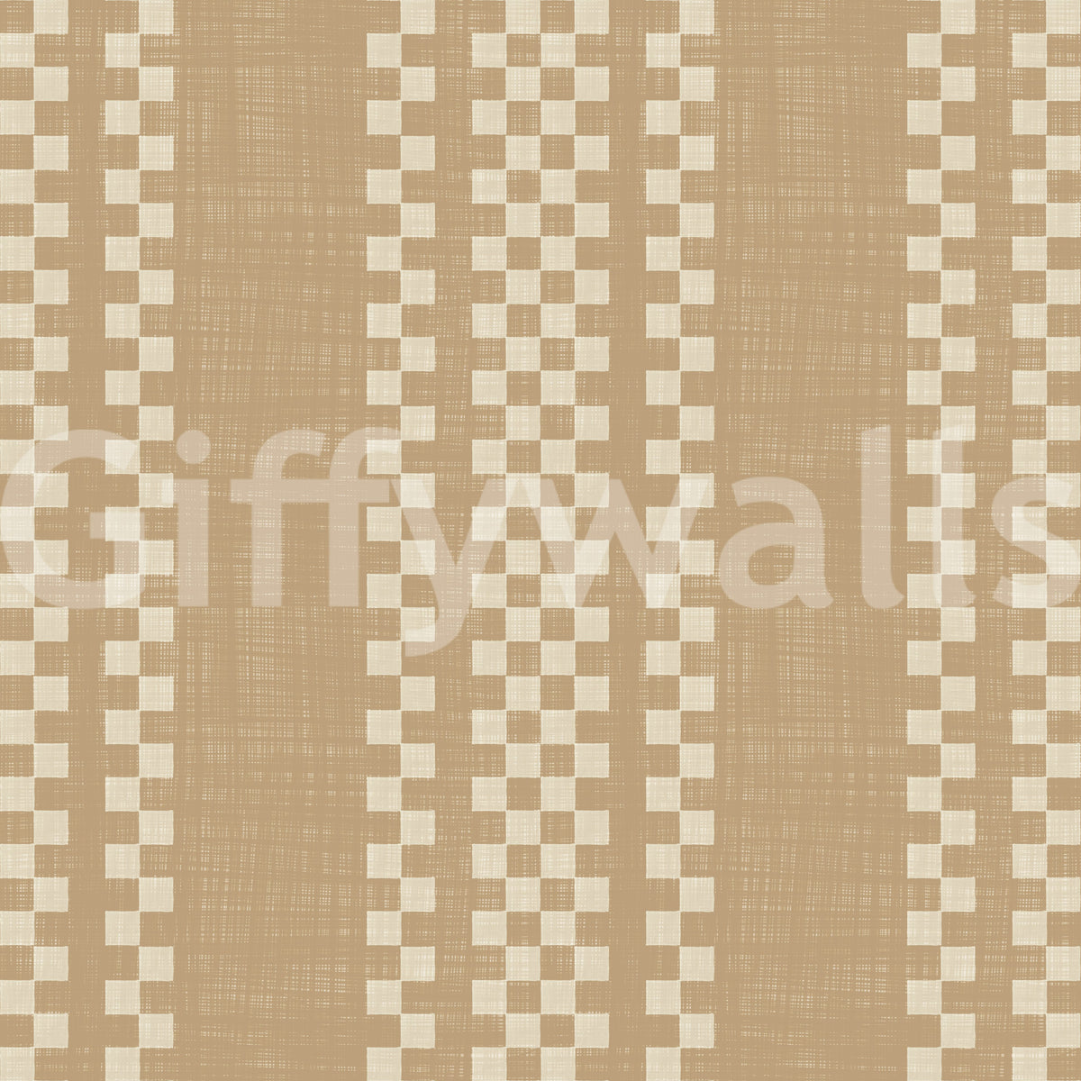 Ticking Checker Stripes - Beige Canvas Wallpaper⁠