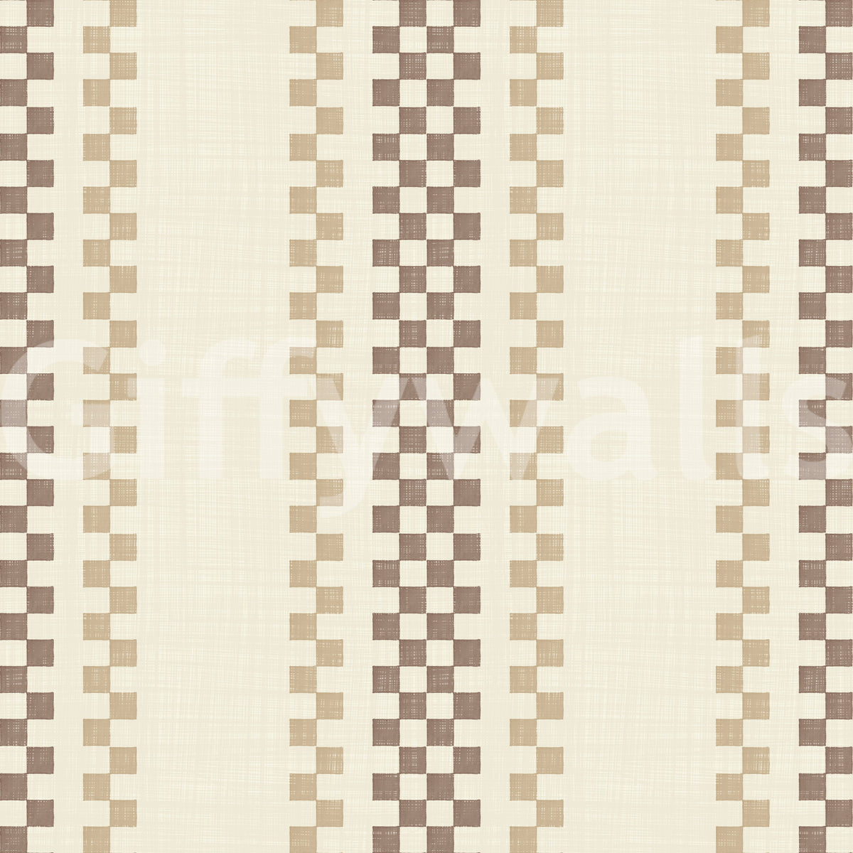 Ticking Checker Stripes - Chocolate & Beige Wallpaper⁠