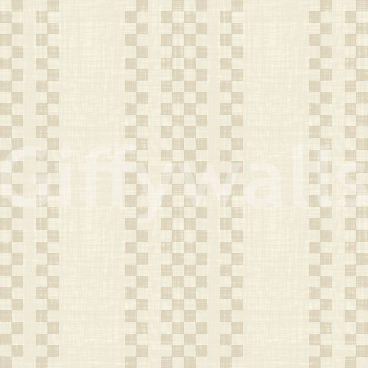 Ticking Checker Stripes - Cream Wallpaper⁠