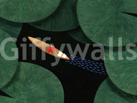 Lone Traveler Amidst Green Lily Pads Wall Mural