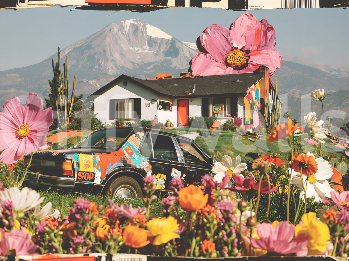 Surreal Alpine Floral Meadow Wall Mural