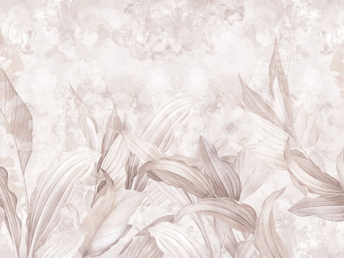 Blush Pink Botanical Leaf Wall Mural Wall Mural