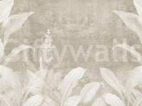 Misty Beige Botanical Leaves Wall Mural Wall Mural