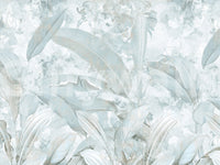 Ice Blue Botanical Banana Leaf Wall Mural Wall Mural