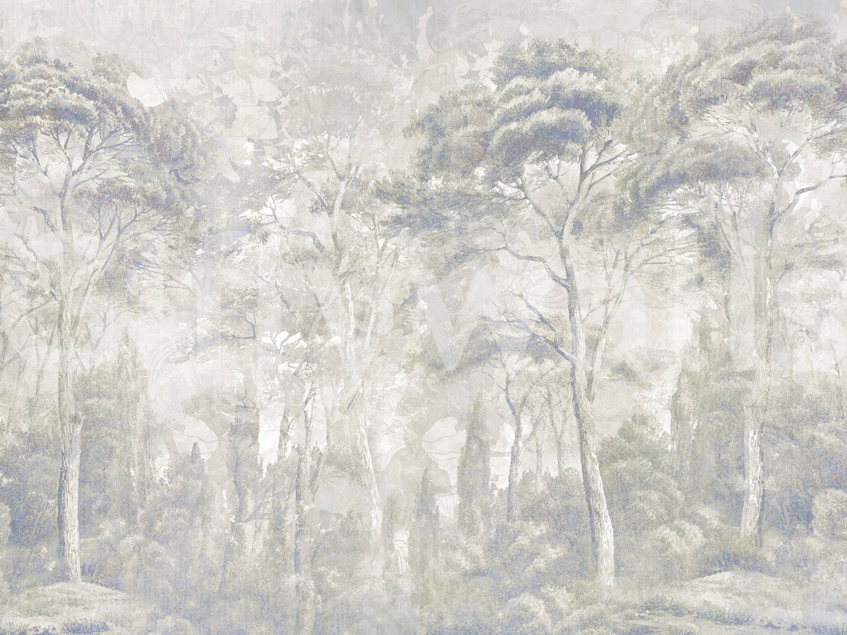 Warm Sand Grey Misty Forest Landscape Wall Mural Wall Mural