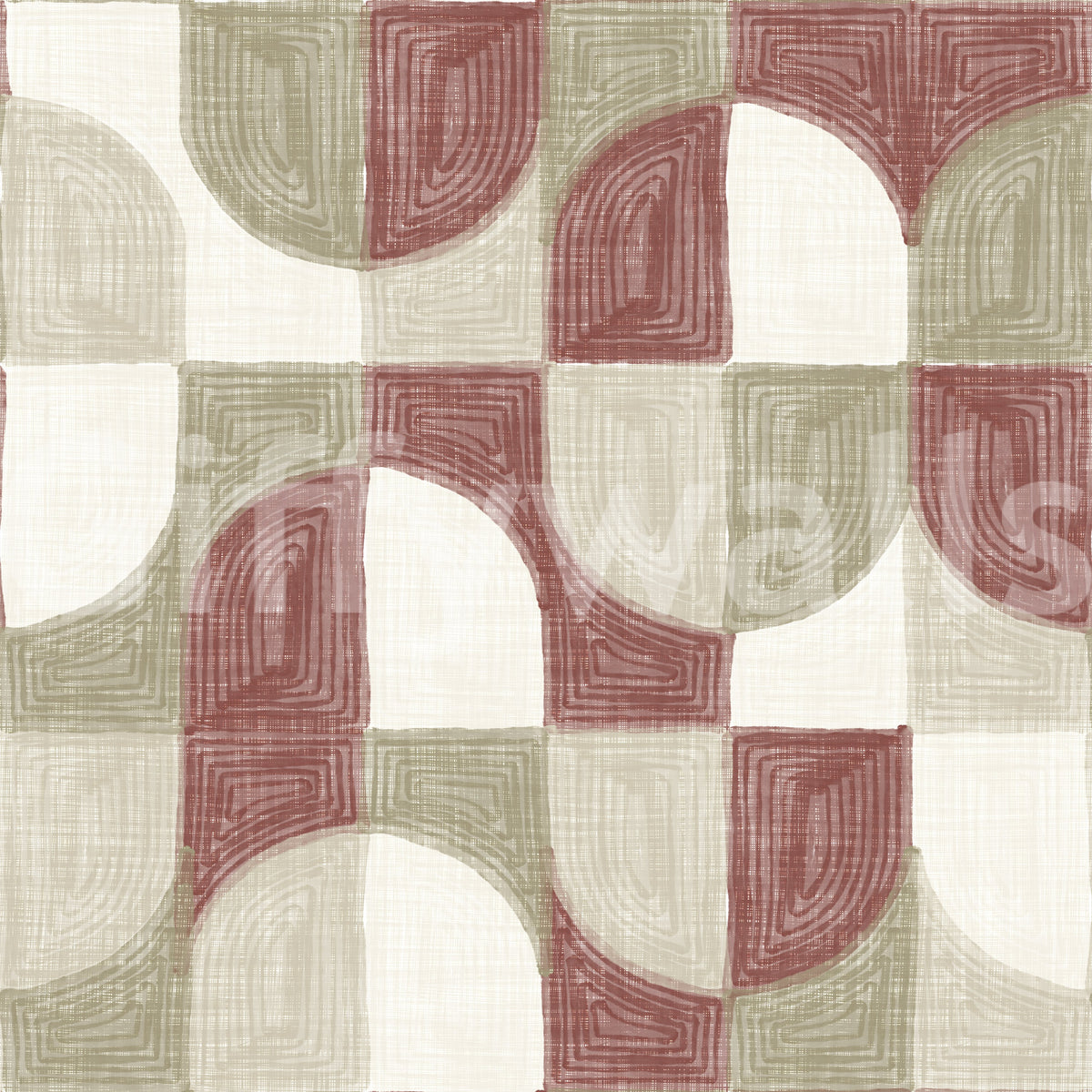 Bold Textured Hand Painted Geometries Rustic Farmhouse Earthy Tones Wallpaper⁠