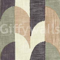 Mid Mod Textured Hand Painted Geometries Curated Harmony Tones Wallpaper⁠