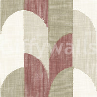 Mid Mod Textured Hand Painted Geometries Rustic Farmhouse Earthy Tones Wallpaper⁠