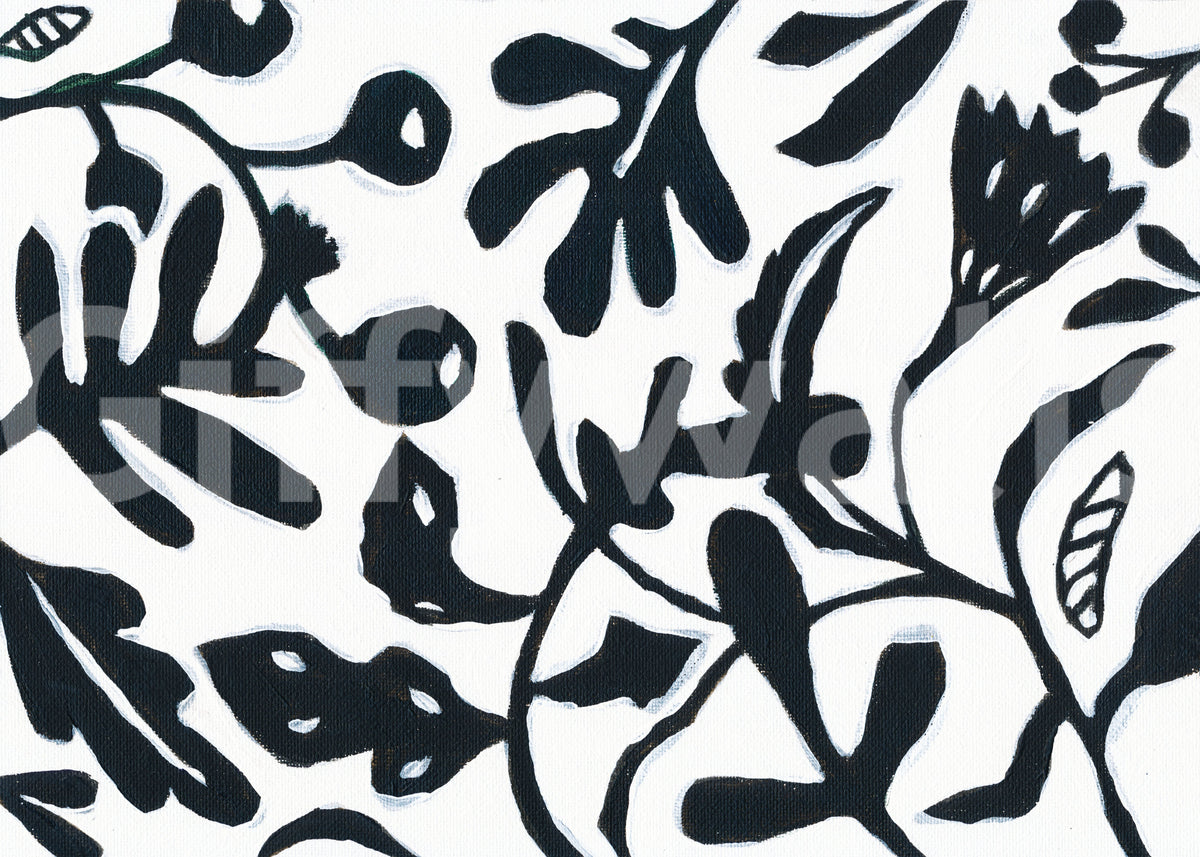 Ink Bloom Botanical Silhouette Wall Mural