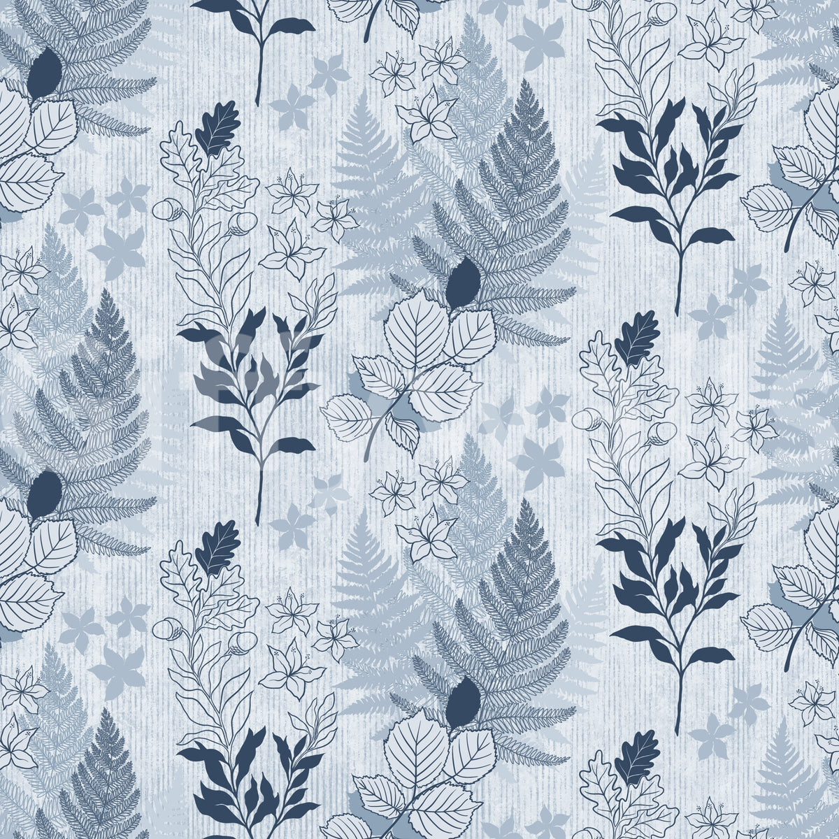 Alpine Botanical Silhouettes - Blue Wallpaper⁠