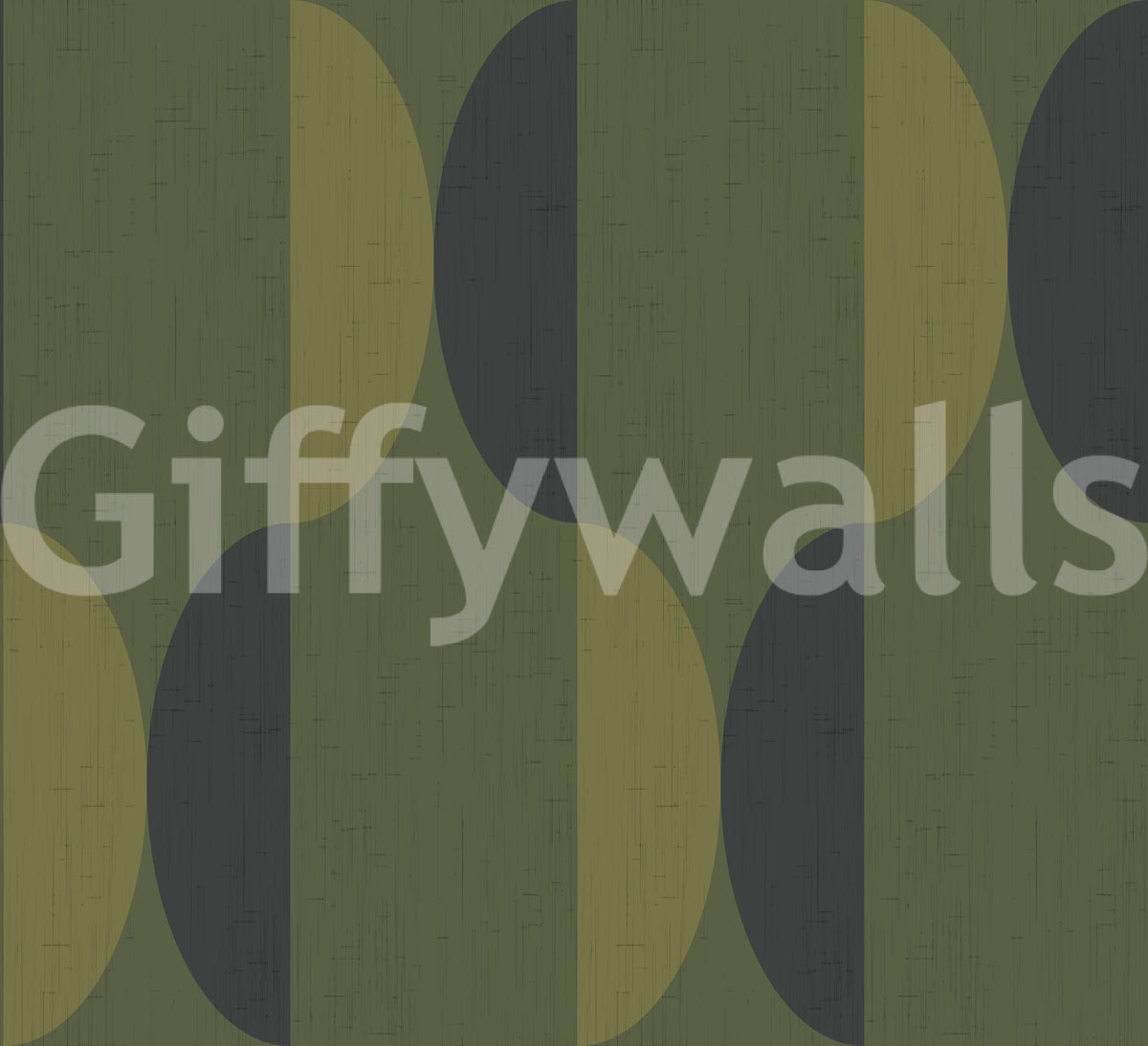 Mid Century Oval Wallpaper Olive Moss Wallpaper⁠