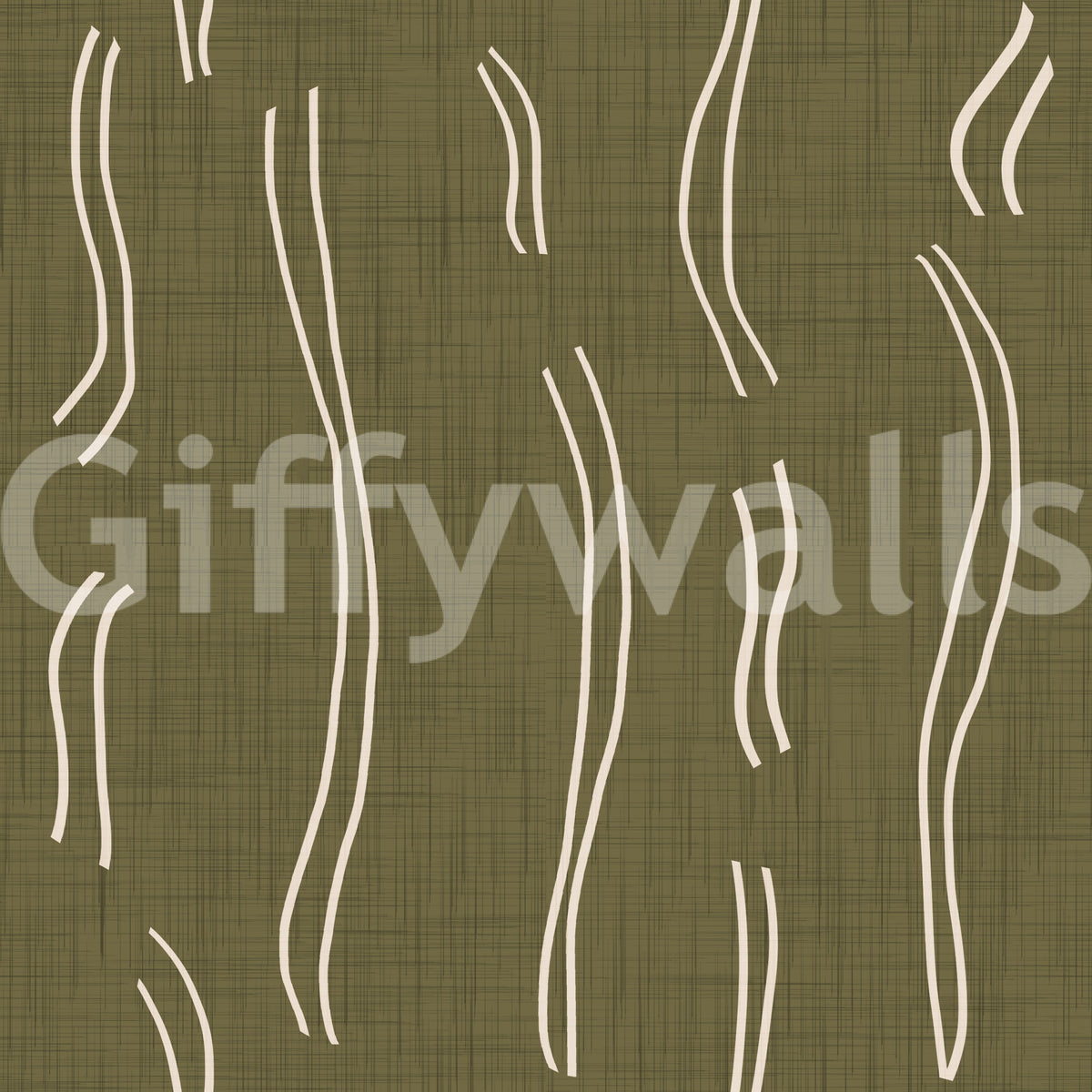 Olive Green Wavy Stripe Wallpaper Mid Century Wallpaper⁠