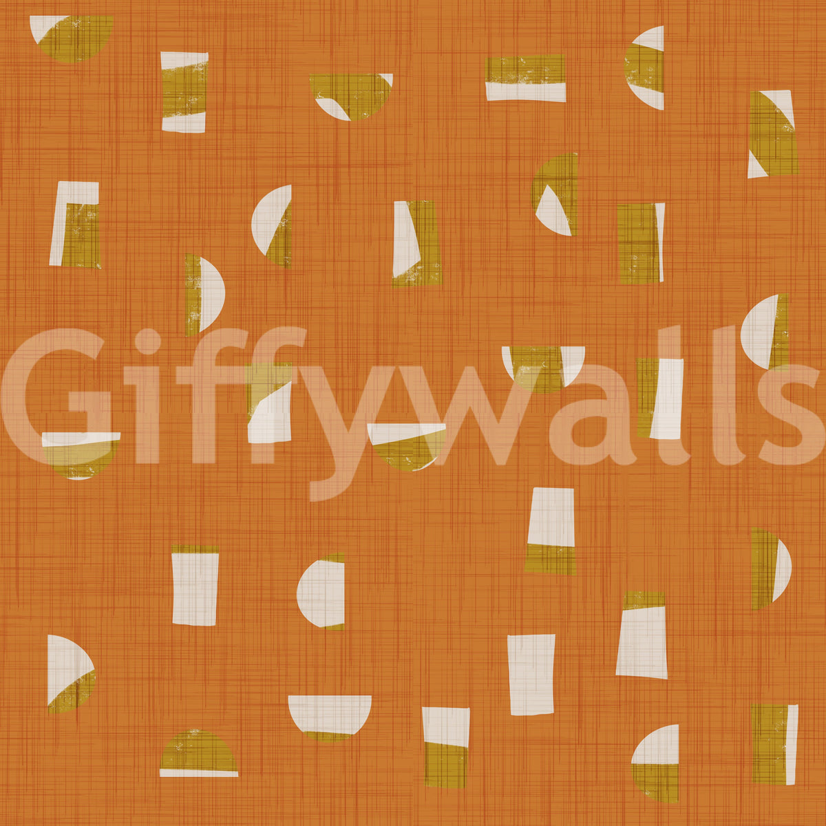 Burnt Orange Abstract Shapes Wallpaper Mid Century Wallpaper⁠