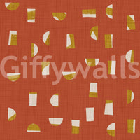 Rust Red Abstract Shapes Wallpaper Mid Century Wallpaper⁠
