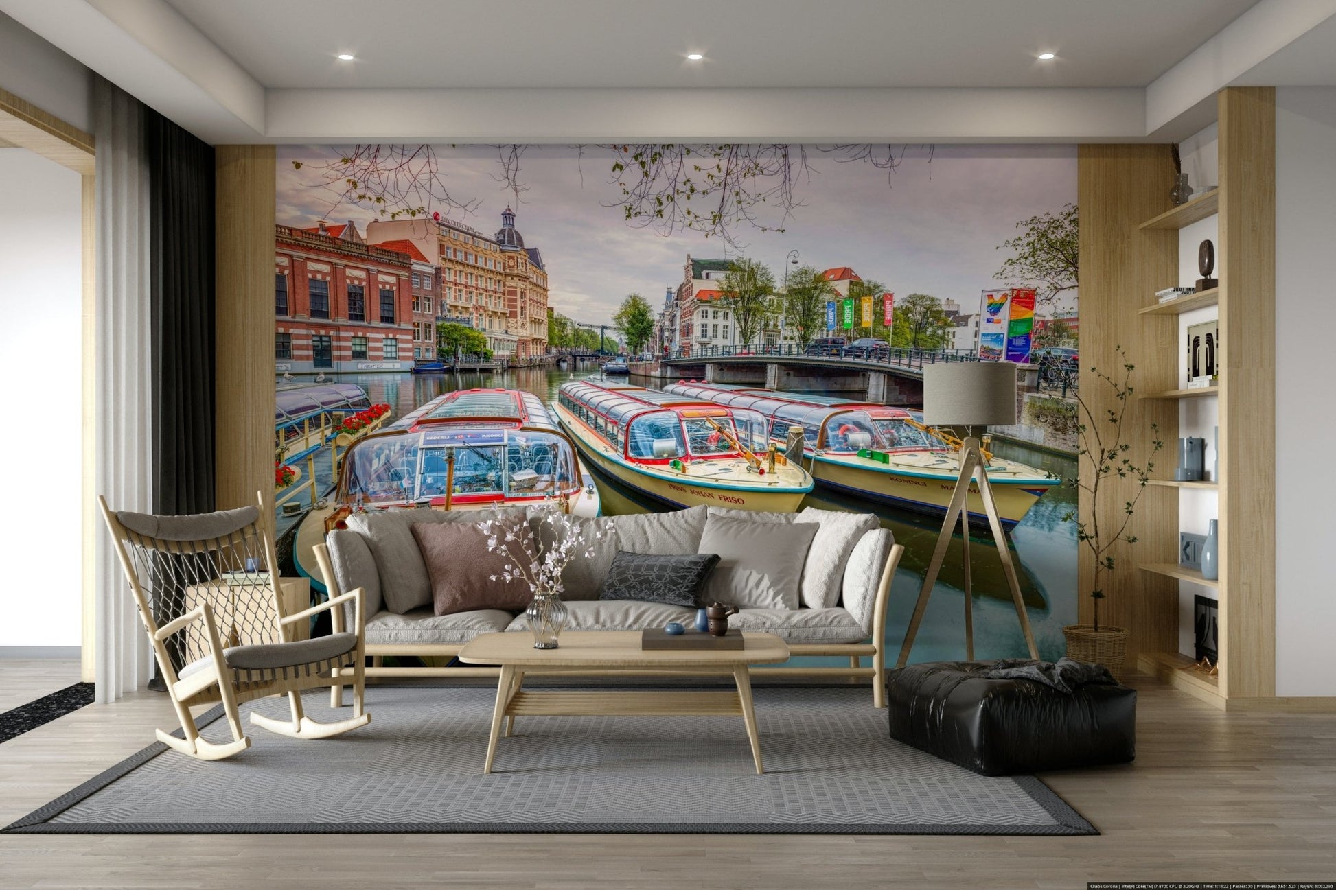 A close-up of the delicate buildings and water reflections.

