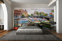 The wall art combines a historical theme with a serene feel.

