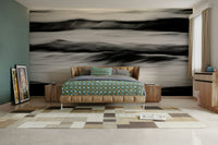 A peaceful open ocean mural on decorative wallpaper.

