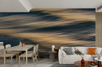 A beautiful abstract ocean wall mural for a living room.

