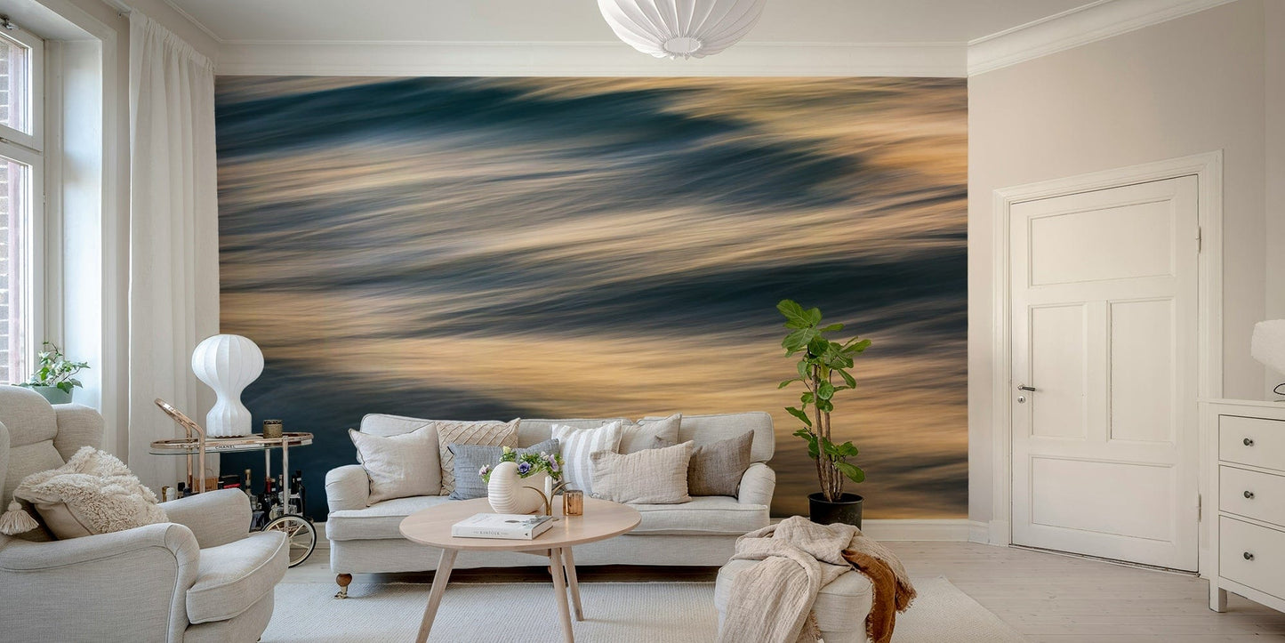 A contemplative wave texture wallpaper mural for a feature wall.

